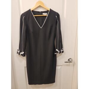 Calvin Klein Black and White Sheath Dress with Bows